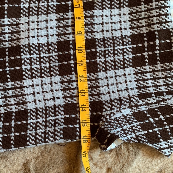 HELENA Tweed Plaid Flounce Girl Dress Short Sleeve Lined Crewneck Brown Gray 16 - Picture 8 of 9